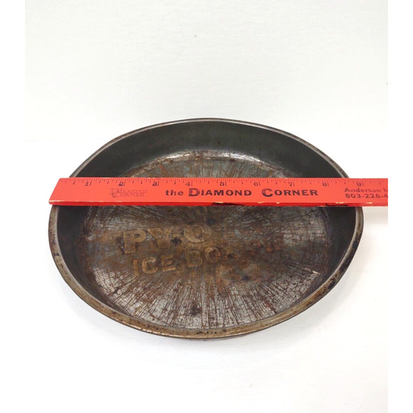 PY-O-MY Ice Box Pie Round Pie Pan Tin Rustic Bakeware Advertising Decor MCM - Picture 3 of 6